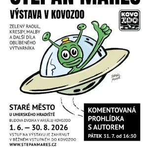„Zelený Raoul neměl za úkol prvoplánově urážet, “ říká Štěpán Mareš ke své výstavě v Kovozoo
