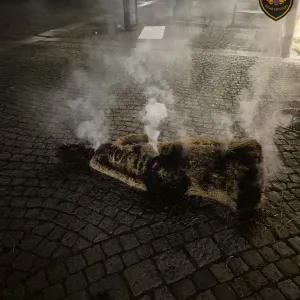 Nějaký Grinch? Na náměstí v Kroměříži hořely postavy betléma